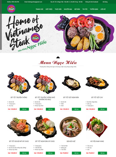Website bán và giới thiệu sản phẩm nhà hàng bít tết Ngọc Hiếu